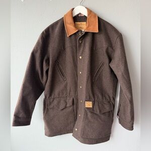 Powder River Outfitters brown wool blend chore western barn coat Men’s sz S